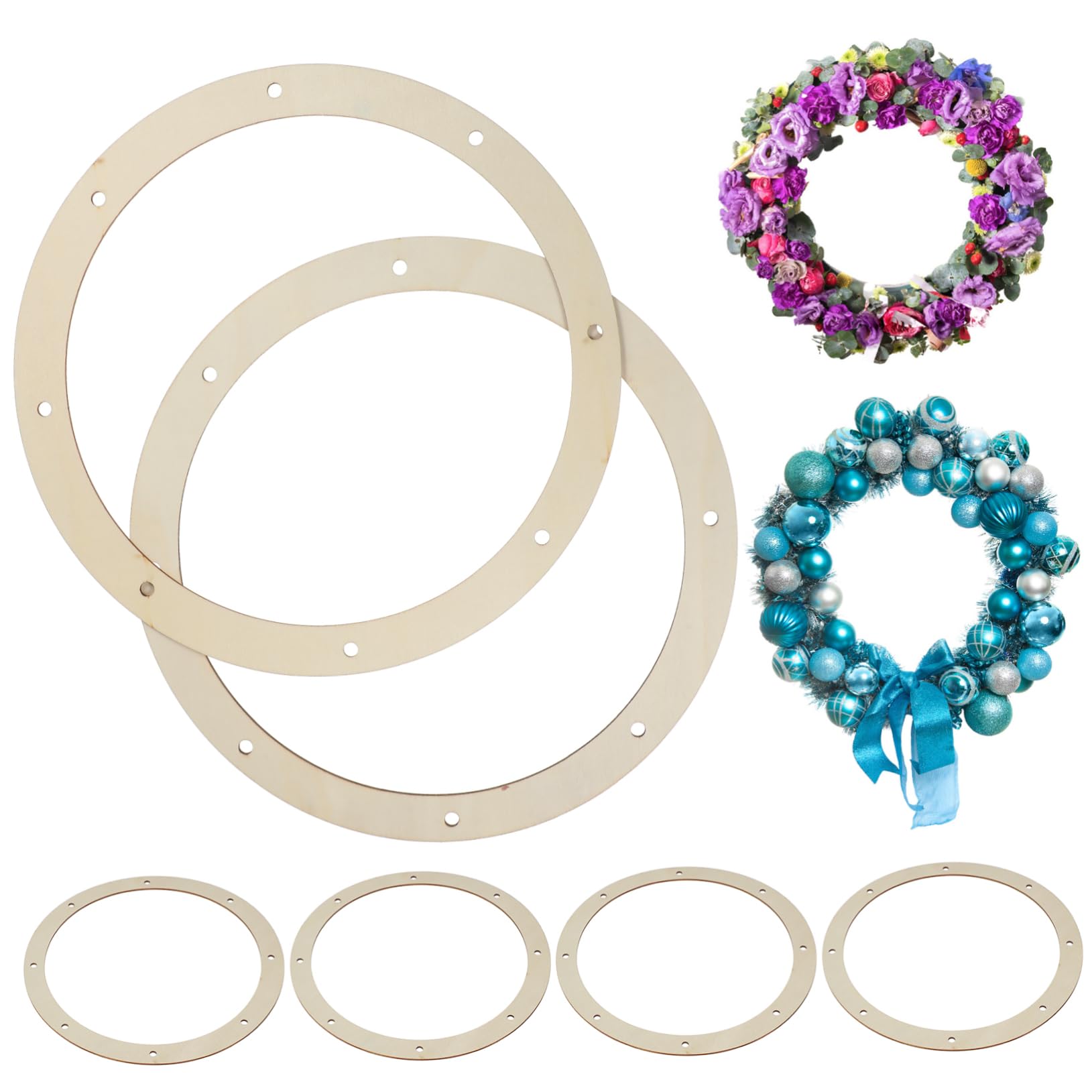 CIMAXIC Wooden Craft Wreath Frames 6 Pcs Circle Backdrop Stands for Easy Flower Garland Making
