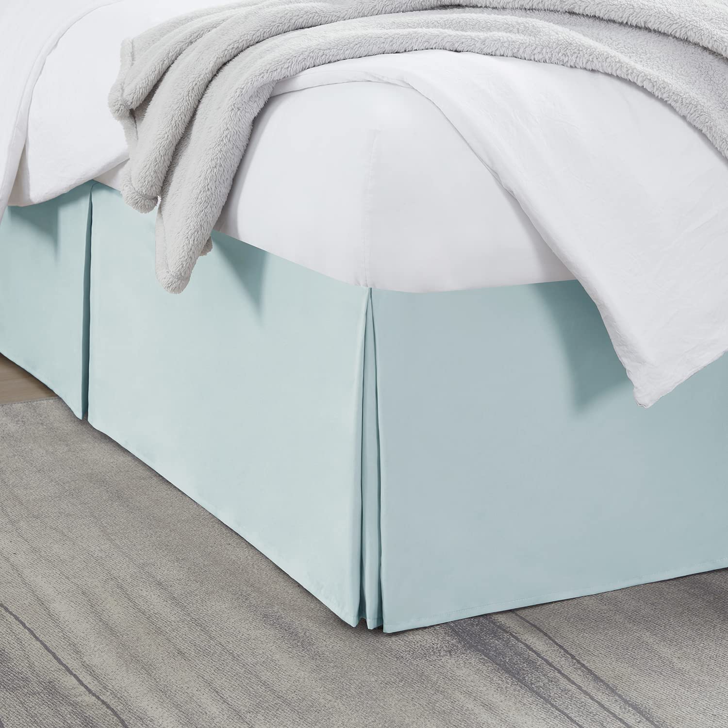 Pleated Bed-Skirt Twin Size - Light Blue (Aqua) Luxury Double Brushed 100% Microfiber Dust Ruffle, 14 inch Tailored Drop, Covers Bed Legs and Frame. By Nestl Bedding by Nestl Bedding-image-44