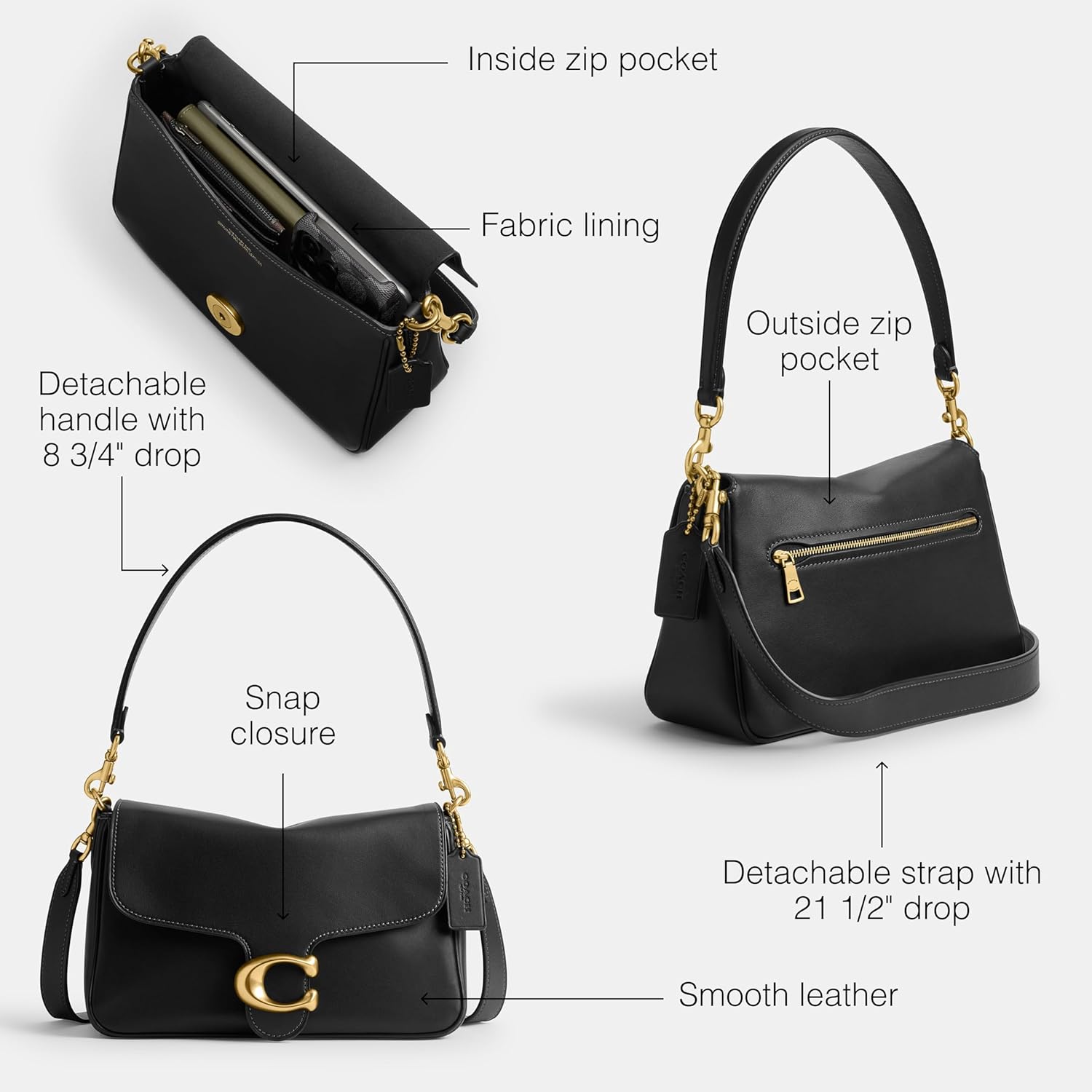 COACH womens Soft Tabby Shoulder Bag - Image 4