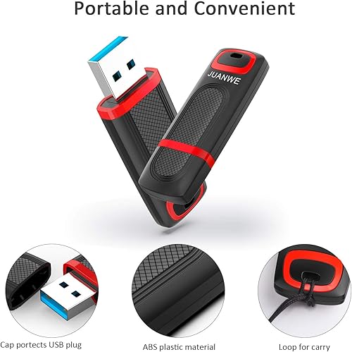 Miniatura 9 de JUANWE Paquete de 10 unidades flash USB de 32 GB, unidad flash de almacenamiento USB 3.0, unidad de memoria USB con indicador LED para PC, portátil,