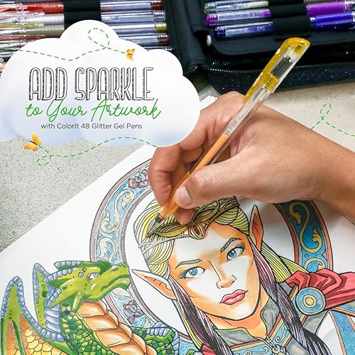 Miniatura 5 de 48bolígrafos Colorit de gel de brillo para libros de colorear para adultos Con estuche y 48recambios de tinta para un total de 96