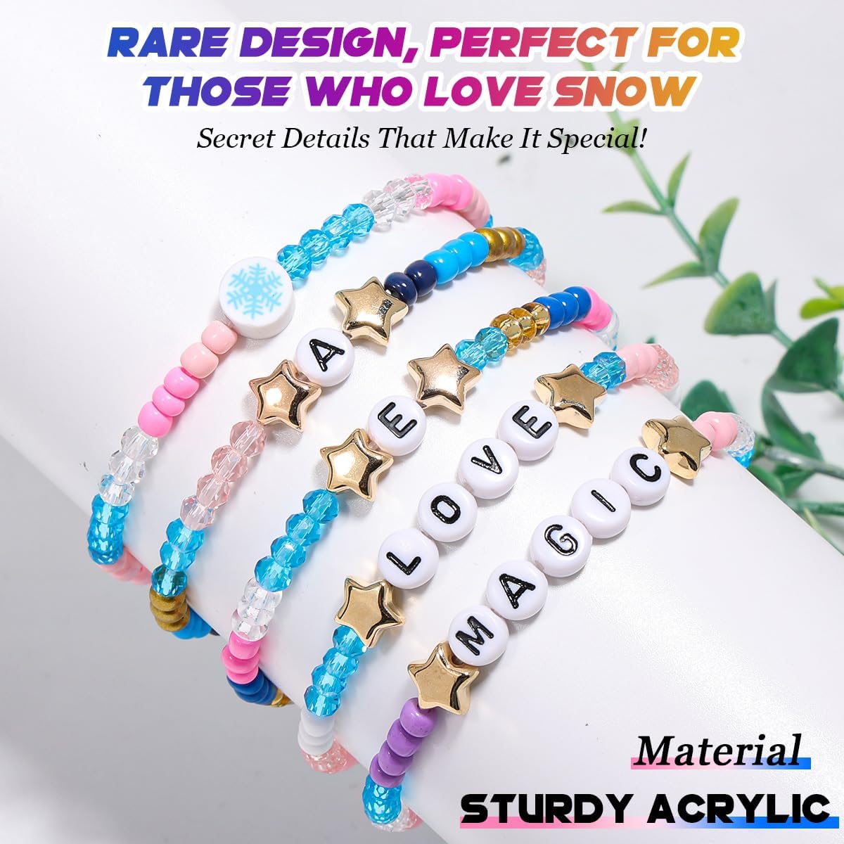 AICase for Ice-Enchanted Inspired frozen 2 Toys Bracelets Gifts Party Favors 5 Pcs Stackable Stretch Friendship Beaded Bracelets Toys Cosplay Costume Merchandise Jewelry Gifts for Fans Birthday Christmas - Image 8