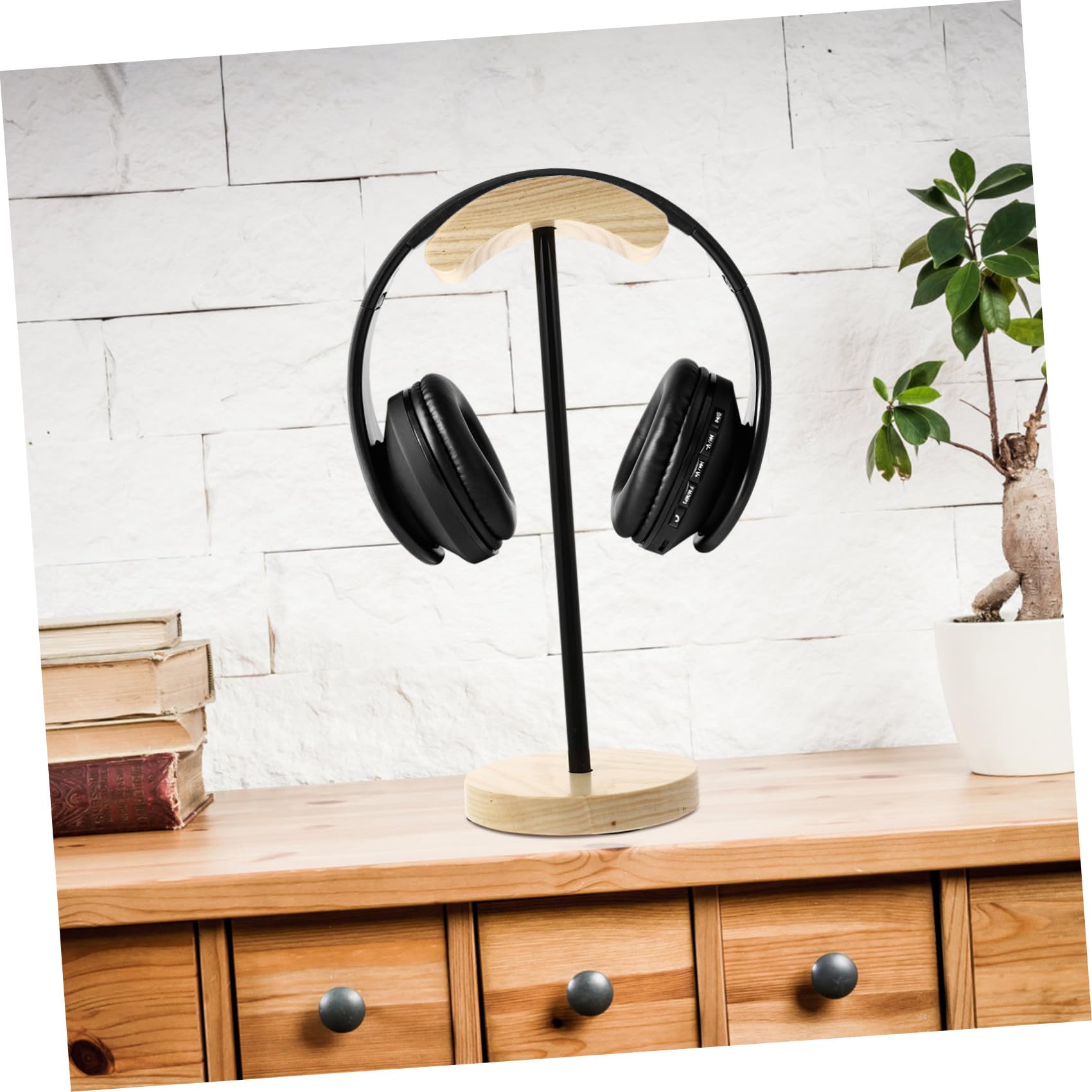 jojofuny Supporto Per Cuffie Legno Stand Per Headset Gaming Porta Cuffie Stabile Con Design Ad Supporto Da Tavolo Per Casa e Negozio
