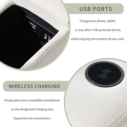 Miniatura 6 de Sofá modular en forma de L de combinación gratuita con puertos de carga USB, carga inalámbrica y altavoz Bluetooth integrado en el brazo, sofá