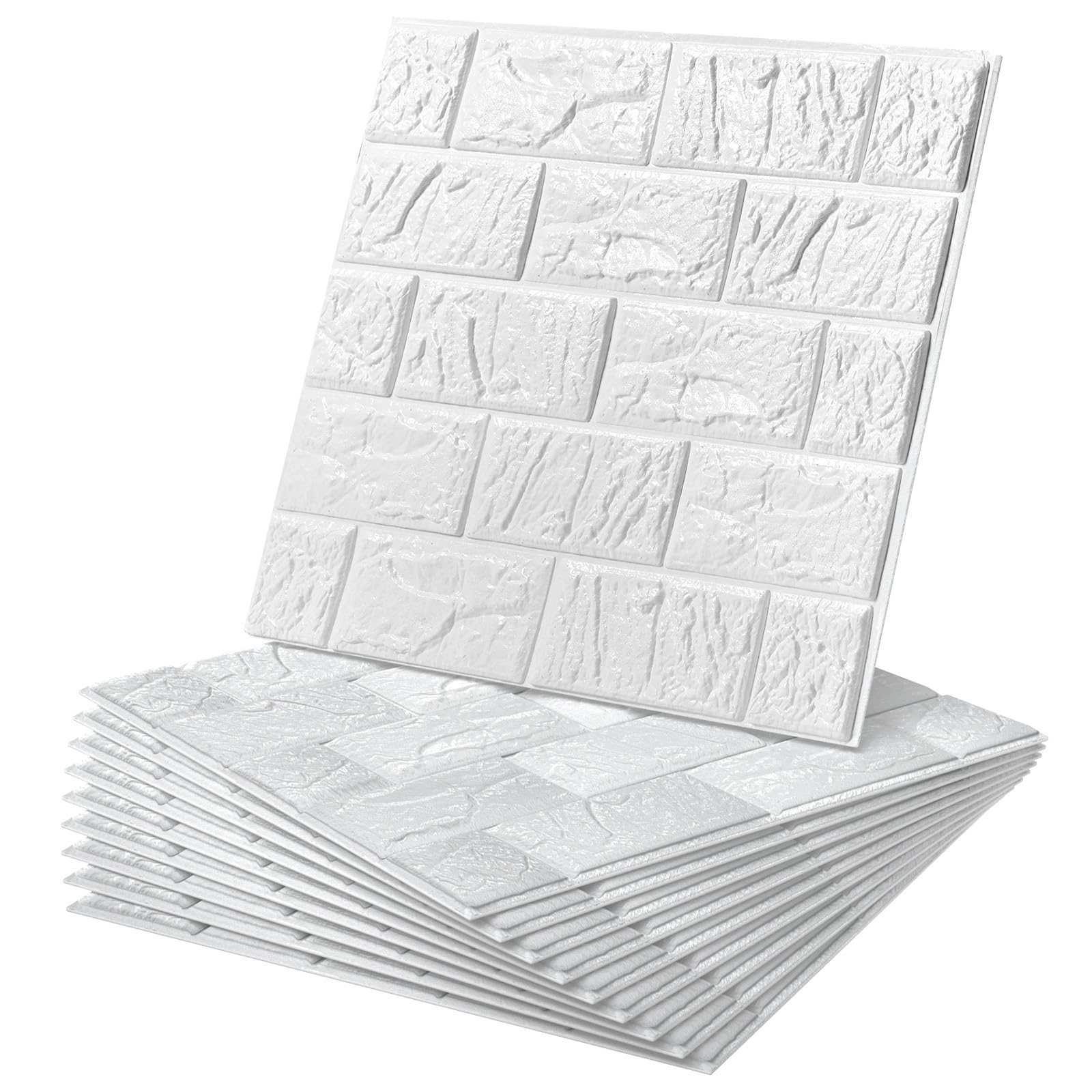 WADILE 3D Wandpaneele 30x30 cm PVC Aluminiumfolie 30 Stück Weiß