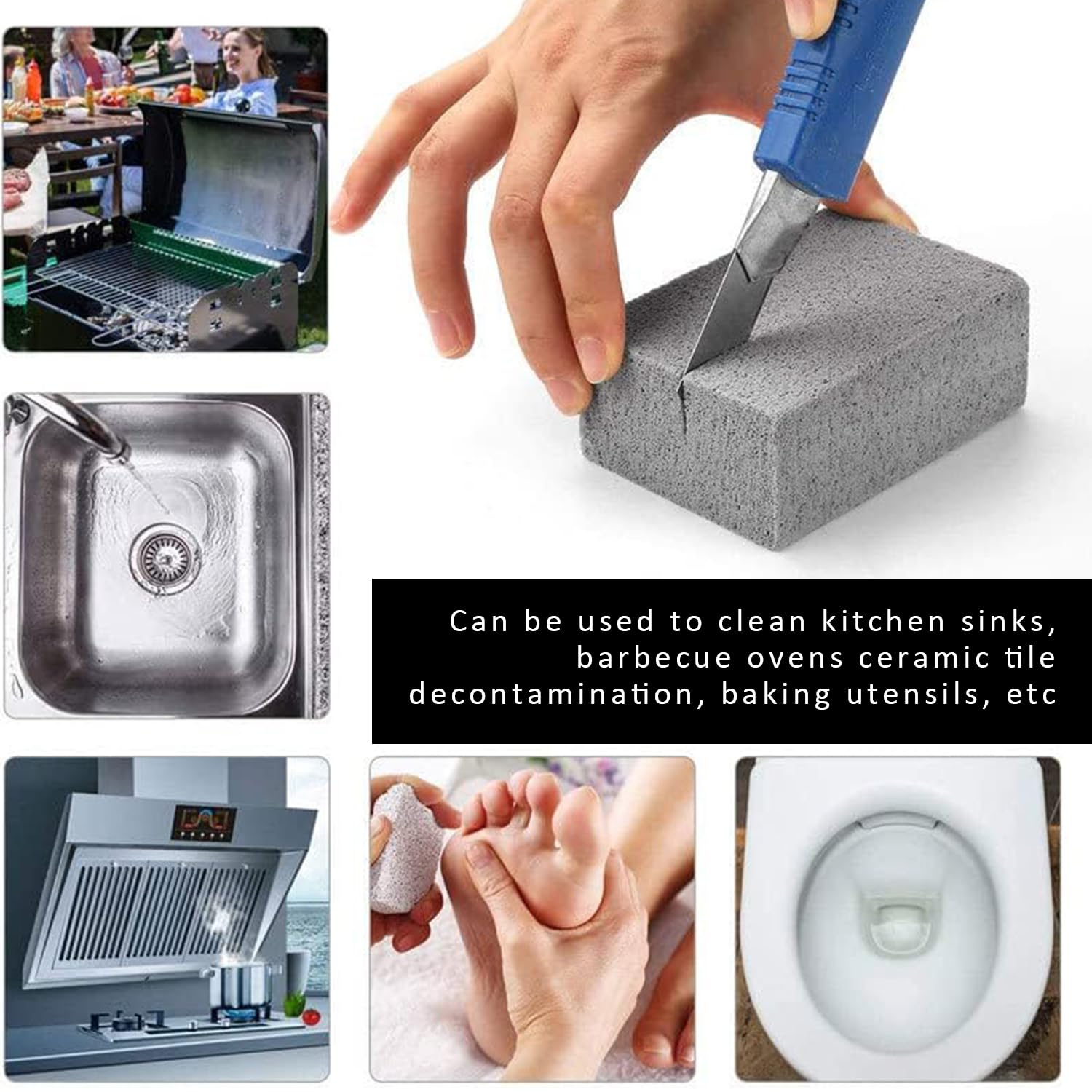 4 Pietre Pulizia Griglie Barbecue - Mattini In Vetro Ecologico, Non Graffiano, Per Grill E Superfici Calde - Foto 5