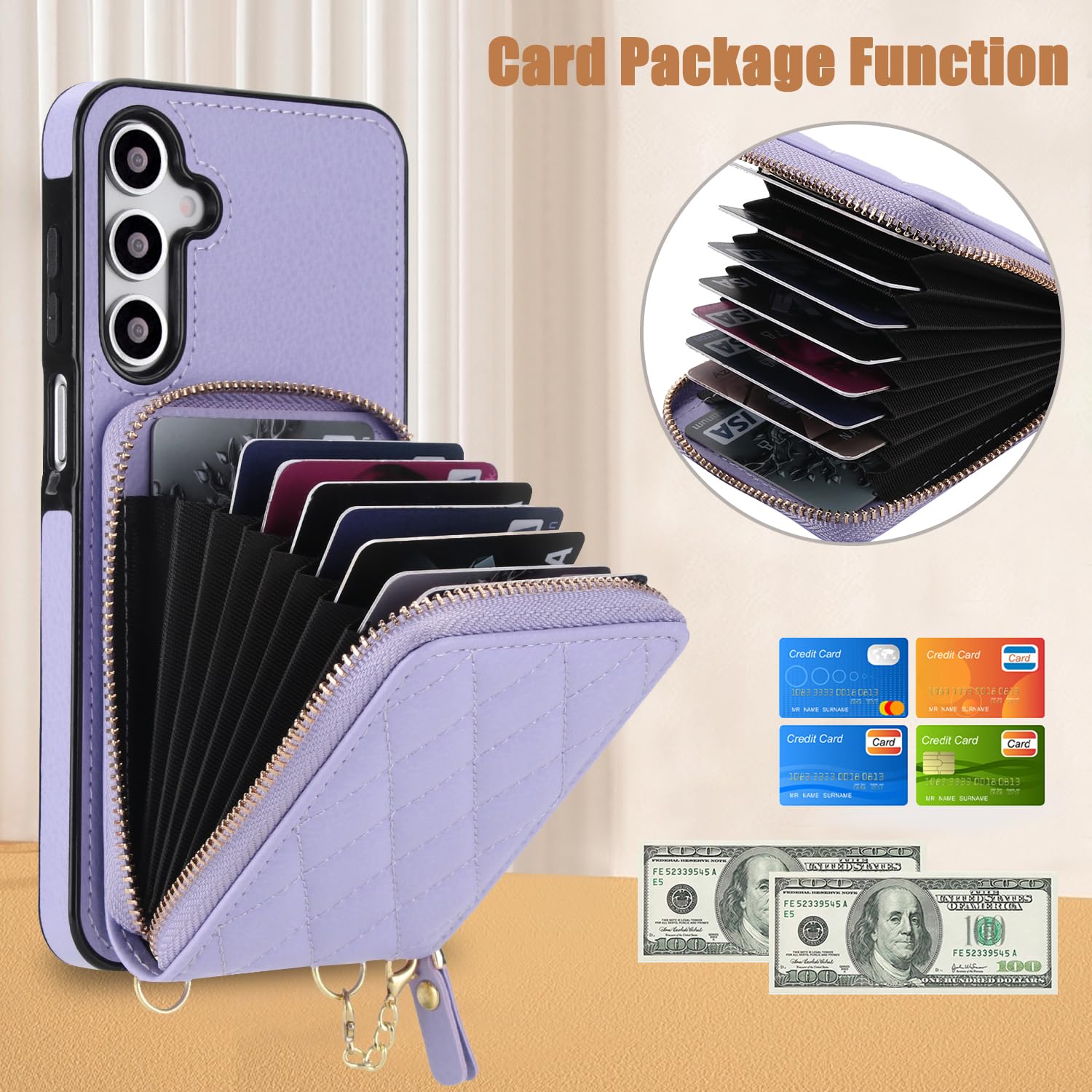 Asuwish Custodia per telefono per Samsung Galaxy A17/A26 5G 2-in-1 Custodia magnetica a portafoglio con pellicola protettiva per lo schermo, tracolla con blocco RFID, porta carte di credito A 17 26