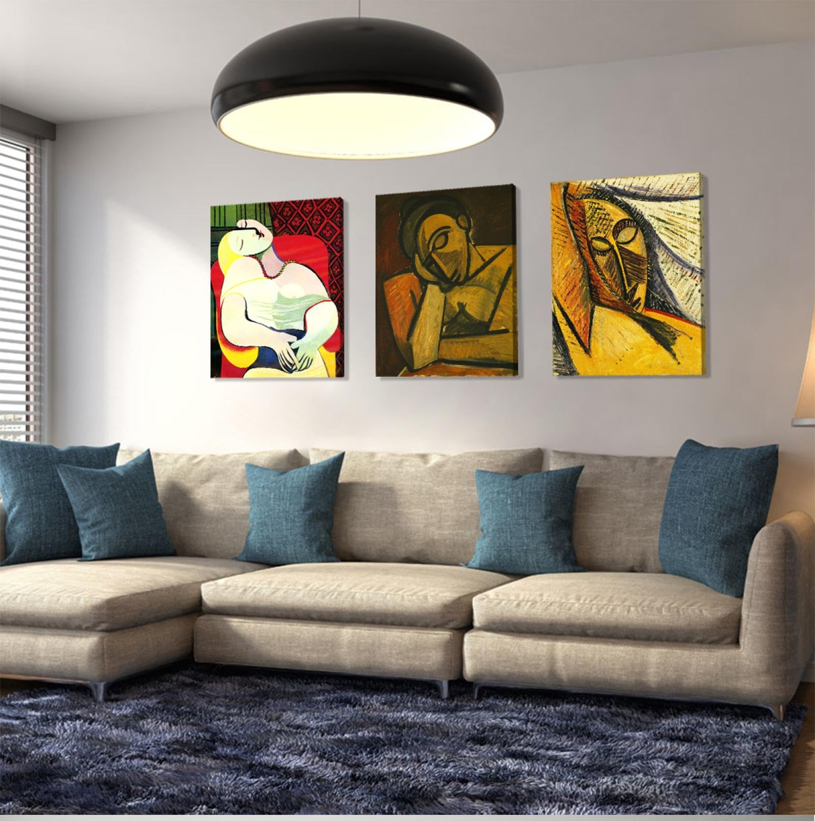 3 piezas de galería de arte de pared picasso conjunto impresiones en lienzo retrato abstracto de mujeres carteles cuadros para la Decor del hogar de la sala de estar 65x85cmx3pcs marco interior