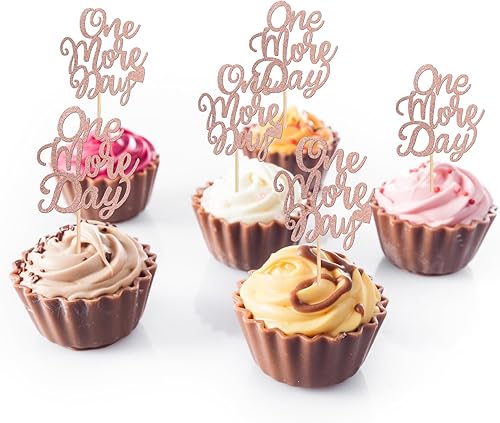 Miniatura 4 de 24 piezas de decoración de cupcakes One More Day con purpurina para ensayo de boda, para boda, cuenta regresiva, postre, fiesta temática,