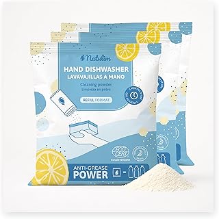 Natulim Handdiskmedel – Koncentrerat Diskmedel för Tallrikar och Porslin – Tar Bort Fett och Matrester – Diskmedelspulverpåsar 3x 250 g (3-pack)