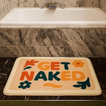 Get Naked Bath Mat, 31.5 x 20 Inch Plush Funny Bathroom Rug