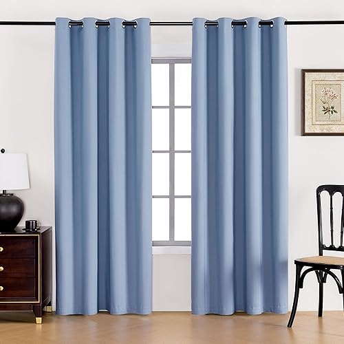 Miniatura 10 de YC WINRRARII Cortinas 100% opacas con ojales para dormitorio de 84 pulgadas de largo, juego de 2 paneles, cortinas bloqueadoras, tratamientos para