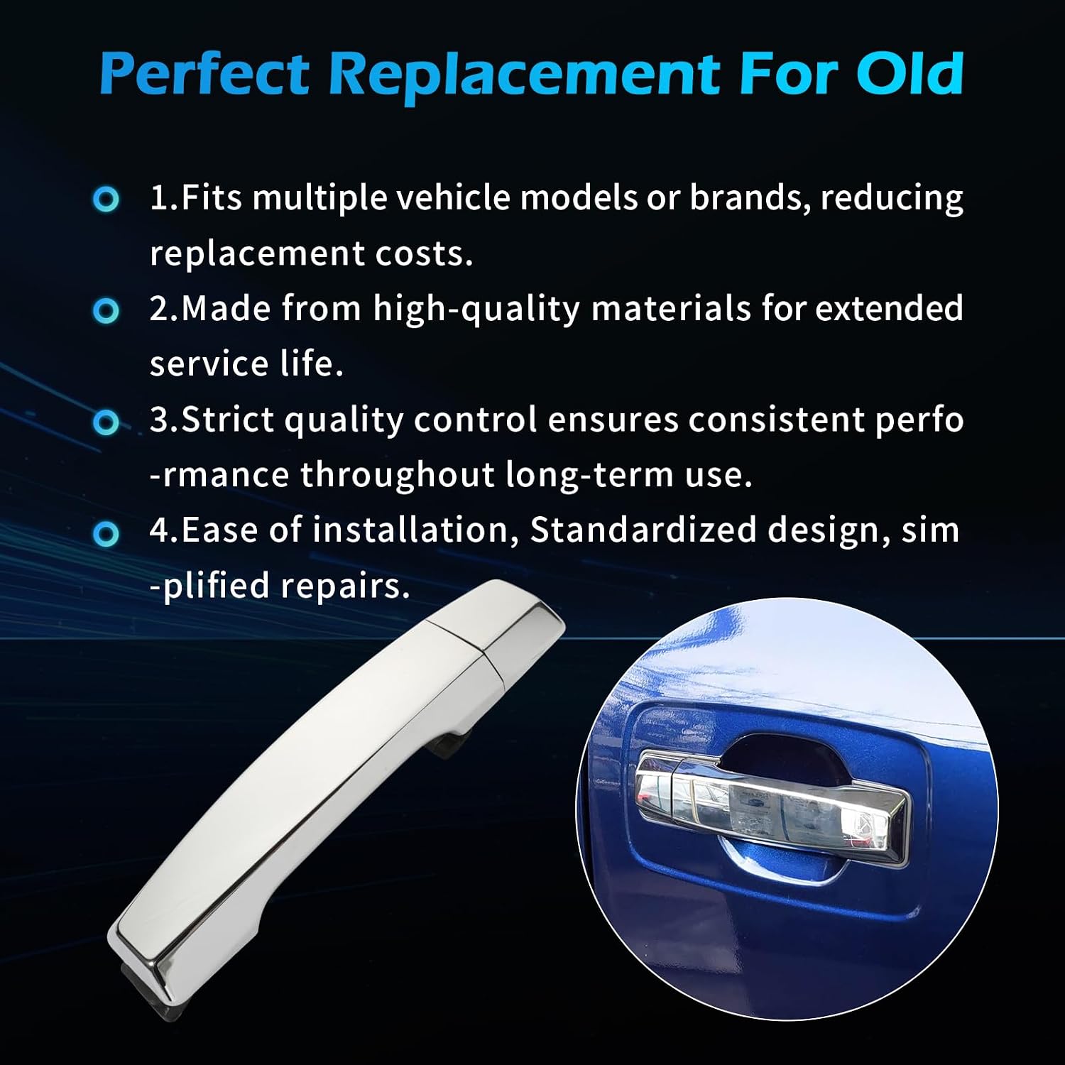 Front Right Exterior Door Handle for Titan 04-15, Armada 07-10, Pathfinder Armada 2004, QX56 Base 2004-2010, Passenger Side Door Handle Chrome Replaces 80646-7S000 80646-ZC00A