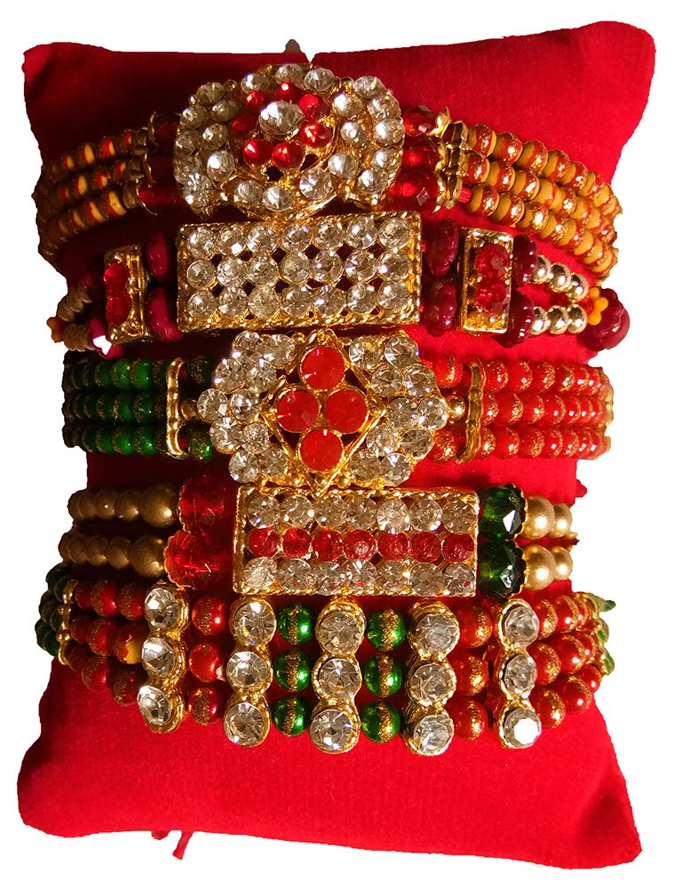 DMS RETAIL Multicolor Different Pattern Ethnic Rakhi for Men & Boys Brother With Roli Chawal Rakhi Bracelet Combo Of Pack Of 5 Rakhi (Pattern1) (Multi) (B07TYM5V7N) Amazon Price History, Amazon Price Tracker