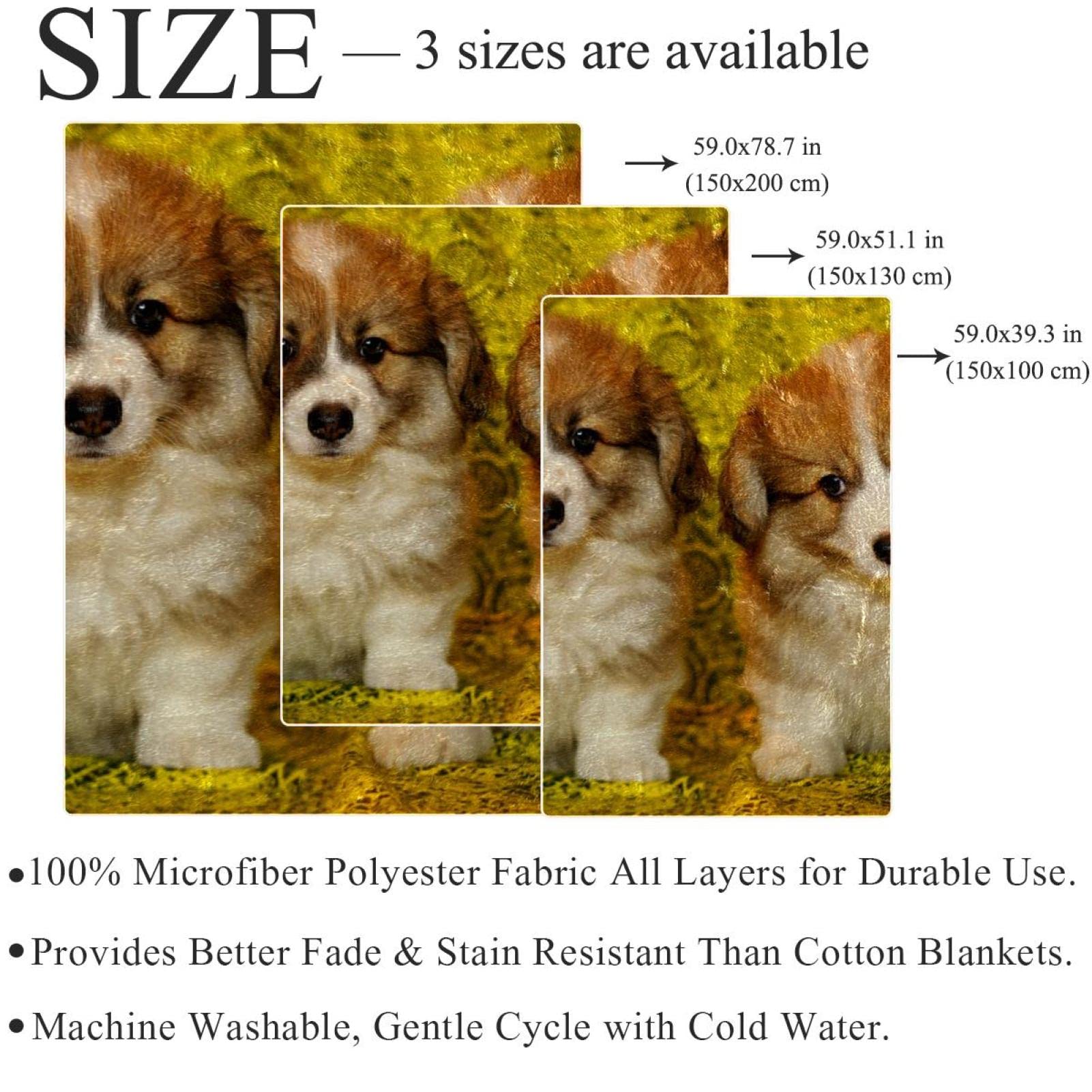 Manta de forro polar para sofá, ligera, peluda, cachorros, corgi galés, mascota, perro, dos