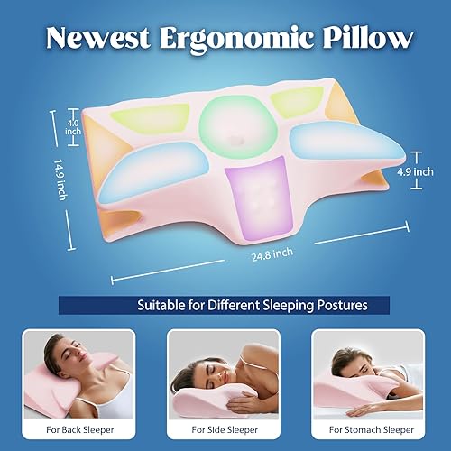 Miniatura 5 de Almohada cervical para aliviar el dolor de cuello, almohadas de espuma viscoelástica de contorno refrescante, soporte ergonómico sin olor, almohada