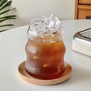 Vintage Ripple Glass Tumbler, 18 oz, Borosilicate Glass, Ripple, Open Top, General Use Cup