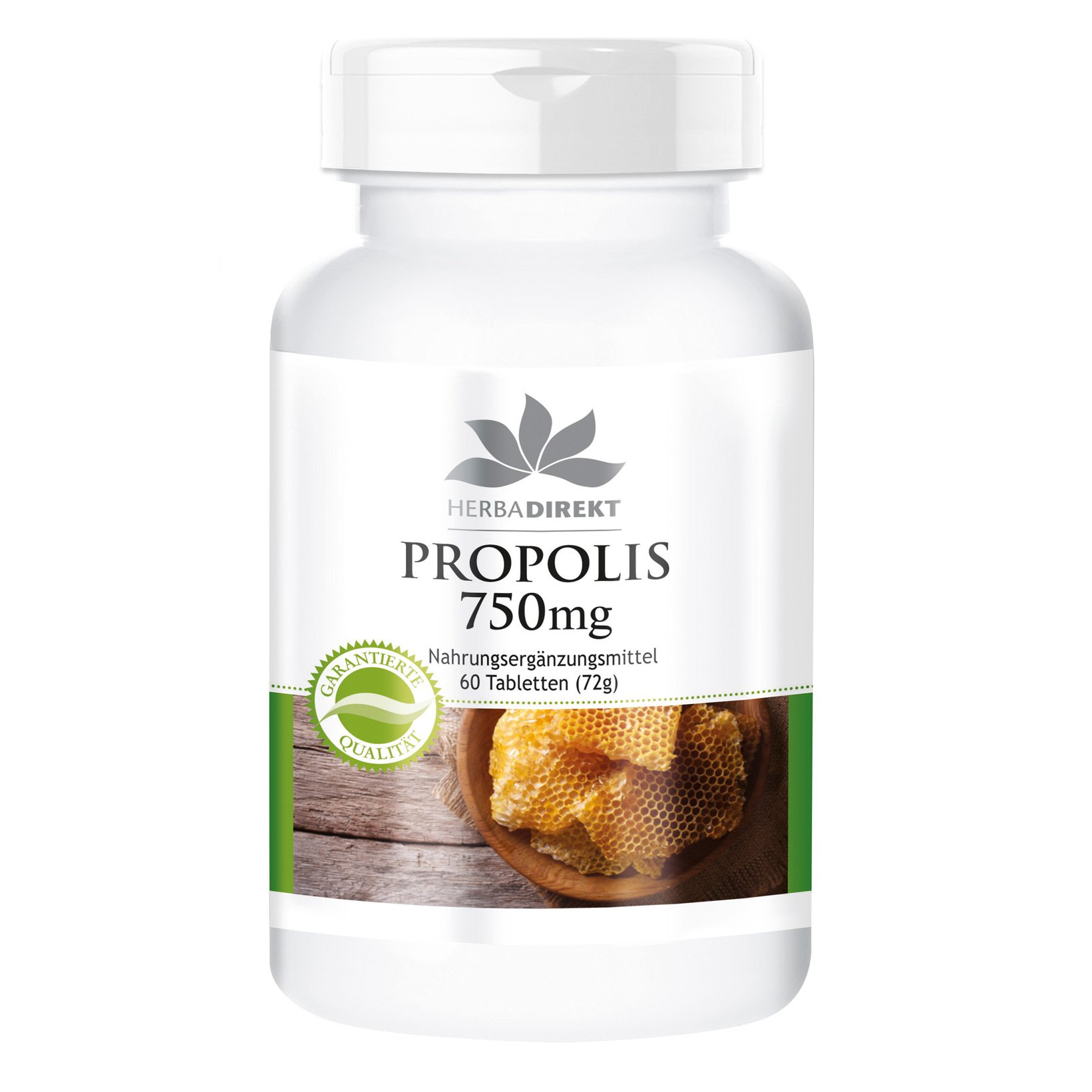 Propoli 750mg - 60 Compresse - 22,5mg Galangina | HERBADIREKT by Warnke Vitalstoffe - Qualità da farmacia tedesca