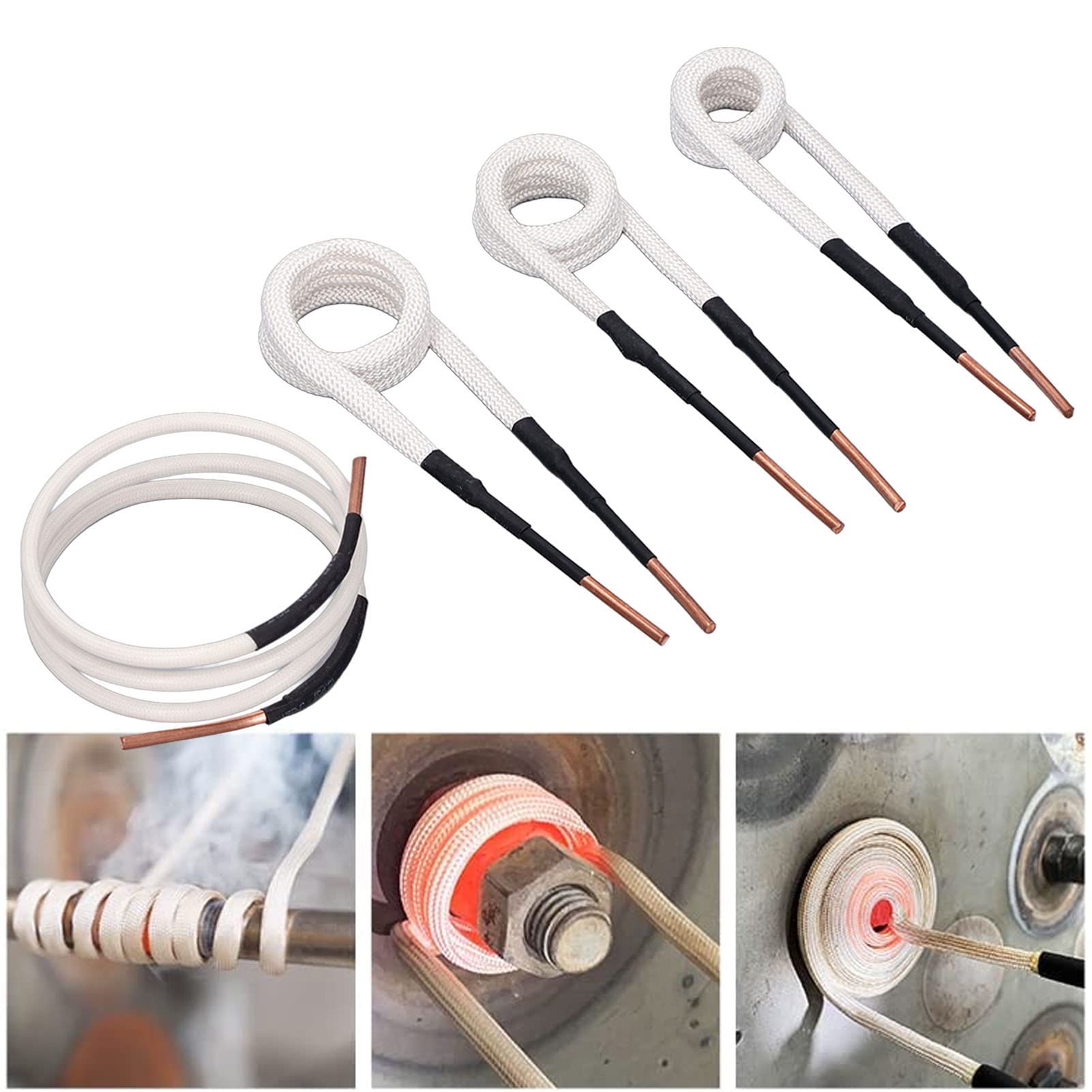 Bobine de Chauffage par Induction, Résistance à la Température de 1200 ℃ Bobines d'Induction Flexibles à Noyau en Laiton de 3,0 Mm Bon pour le Retrait des écrous de Boulon 20 Mm 25 Mm