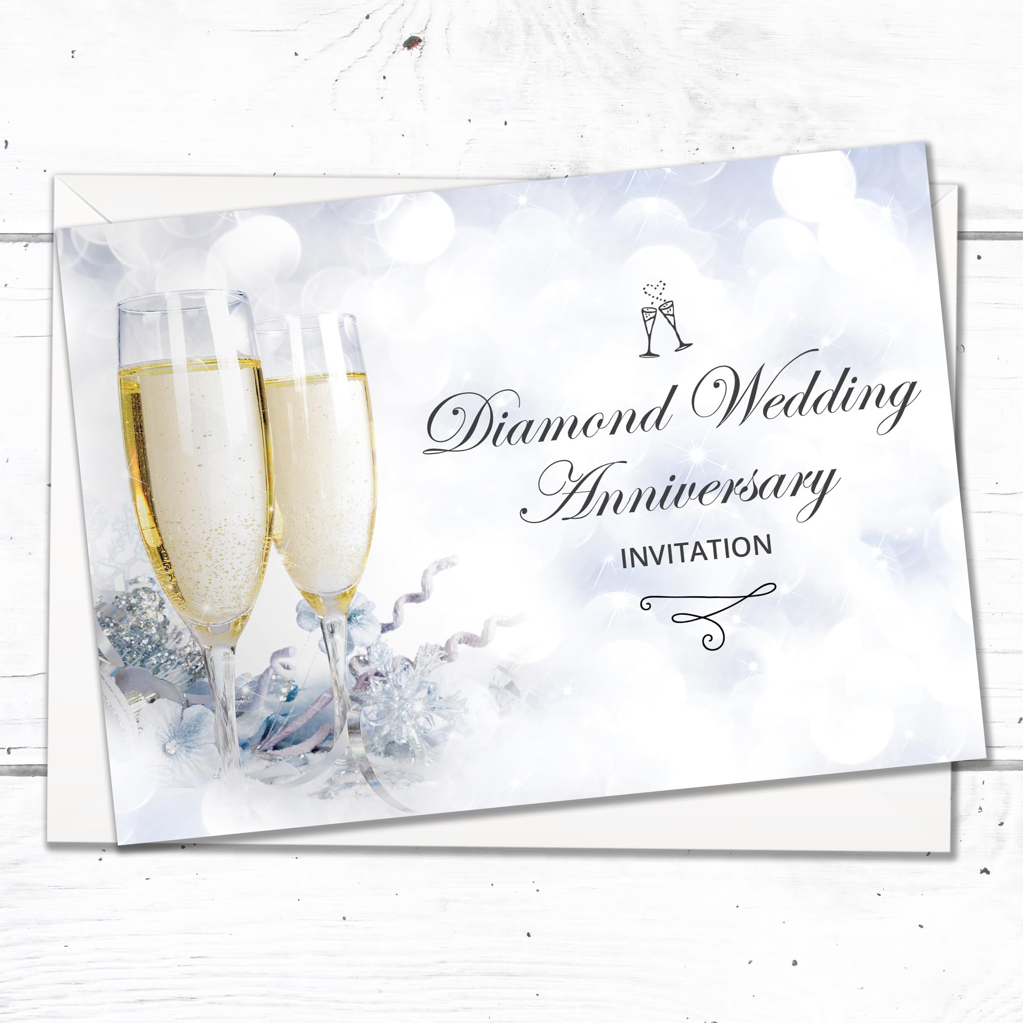 Olivia Samuel 20 x Diamond Wedding Anniversary Invitations, Ready to Write with Envelopes, Champagne 60th Anniversary - Image 3