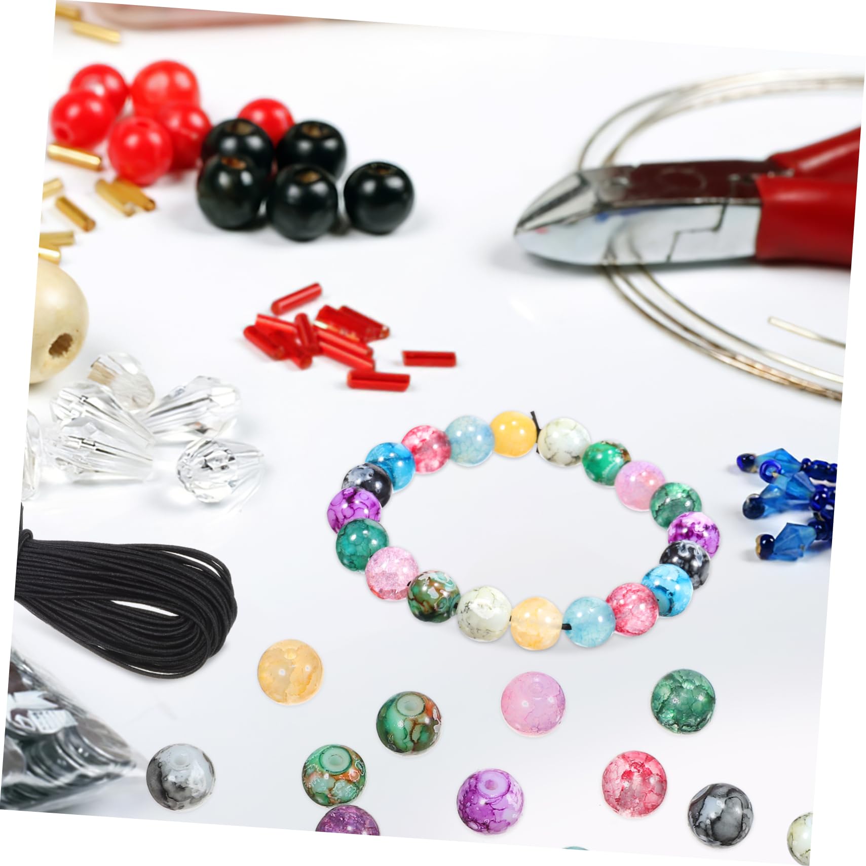 Gadpiparty 4 Set Perline Rotonde Per Bigiotteria Con Filo Elastico Perline Per Collane E Braccialetti Per Creazioni E Accessori Fai Da Te 200 Pezzi*4