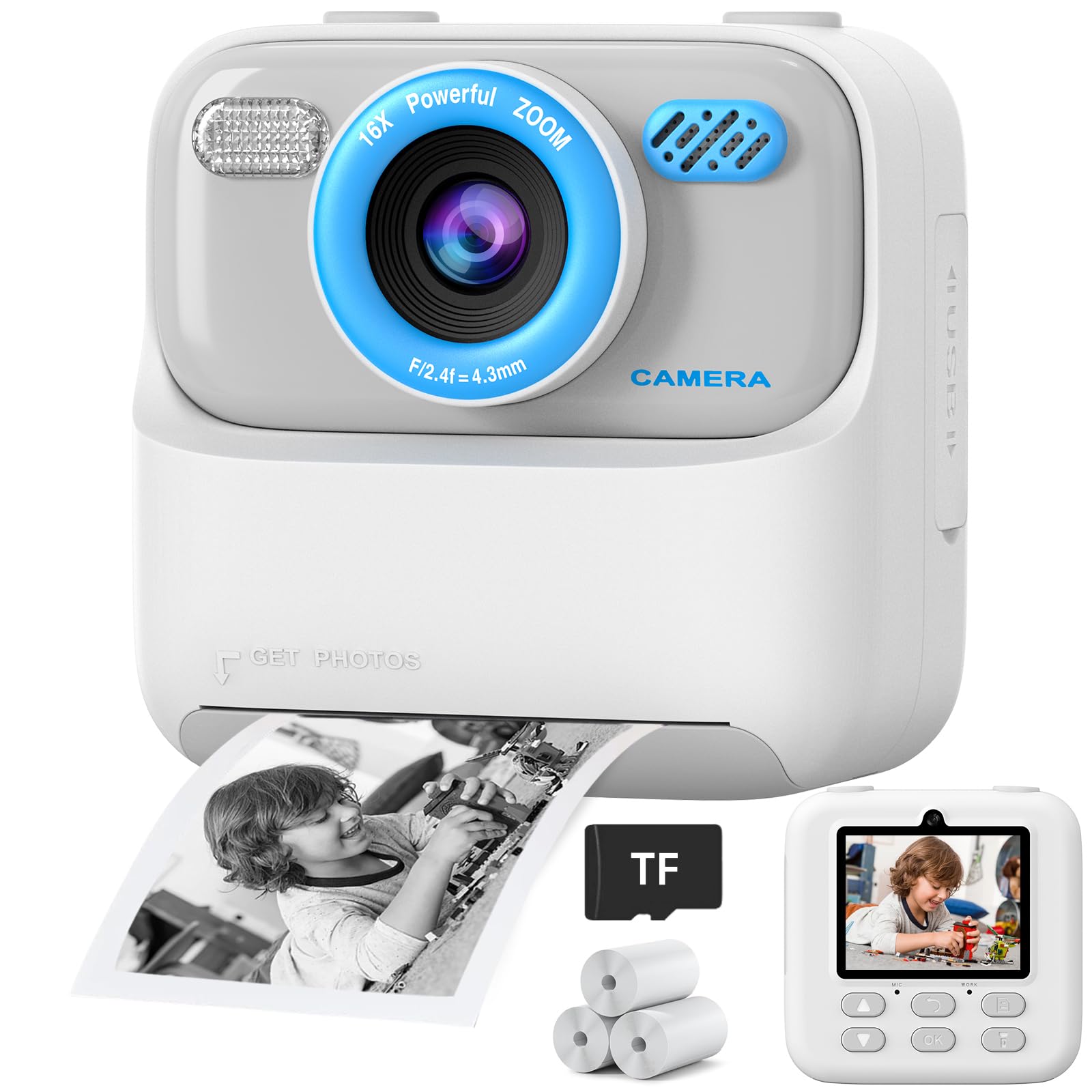Kids Instant Digital Cameras for Boys and Girls, 1080P HD Dual-Lens Selfie Digital Camera with Print Paper & TF Card...