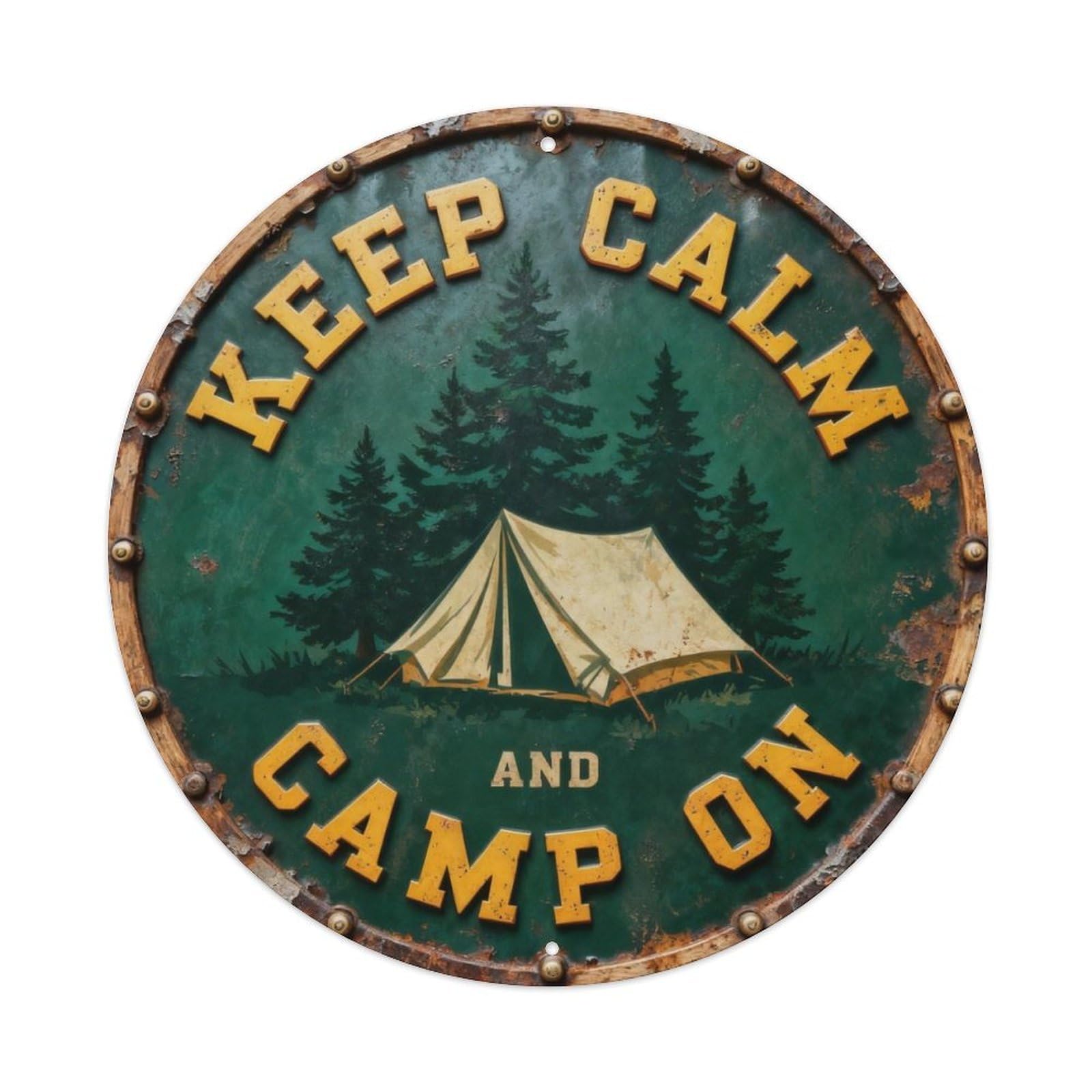 Keep Calm And Camp On Metal Tin Sign Plaque