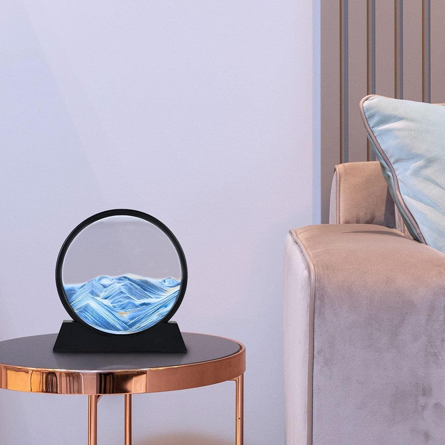 3D Dynamic Moving Sand,Flowing Sand Painting,Moving Sand Art Picture Round Glass 3D Deep Sea Sandscape in Motion Display Flowing Sand Frame,Desktop Home Office Work Decor Gift
