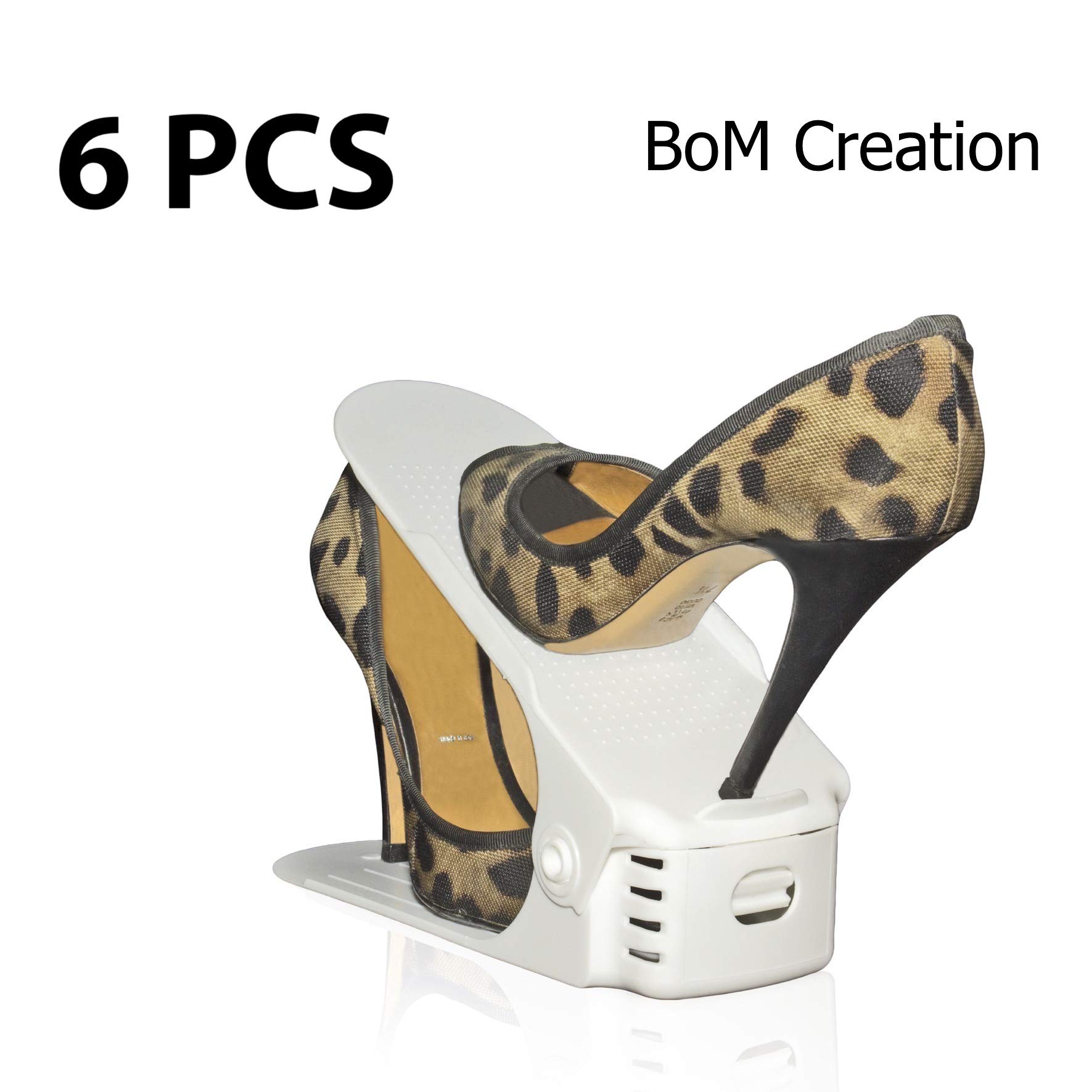 White Edition Shoe Slots (6 Pack) - Adjustable Shoe Organizer Space Saver