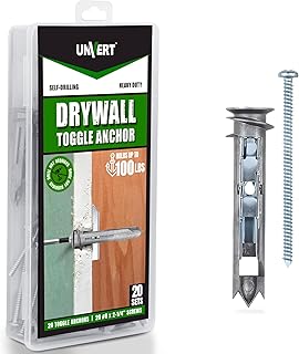 Heavy Duty Drywall Anchors - Self Drilling Ez Drywall Toggle Anchor Kit, #8 Anchor with Screws - Easy Wall Anchors for Hanging and Mounting - Holds Up to 100 Lb. (20 Pack)