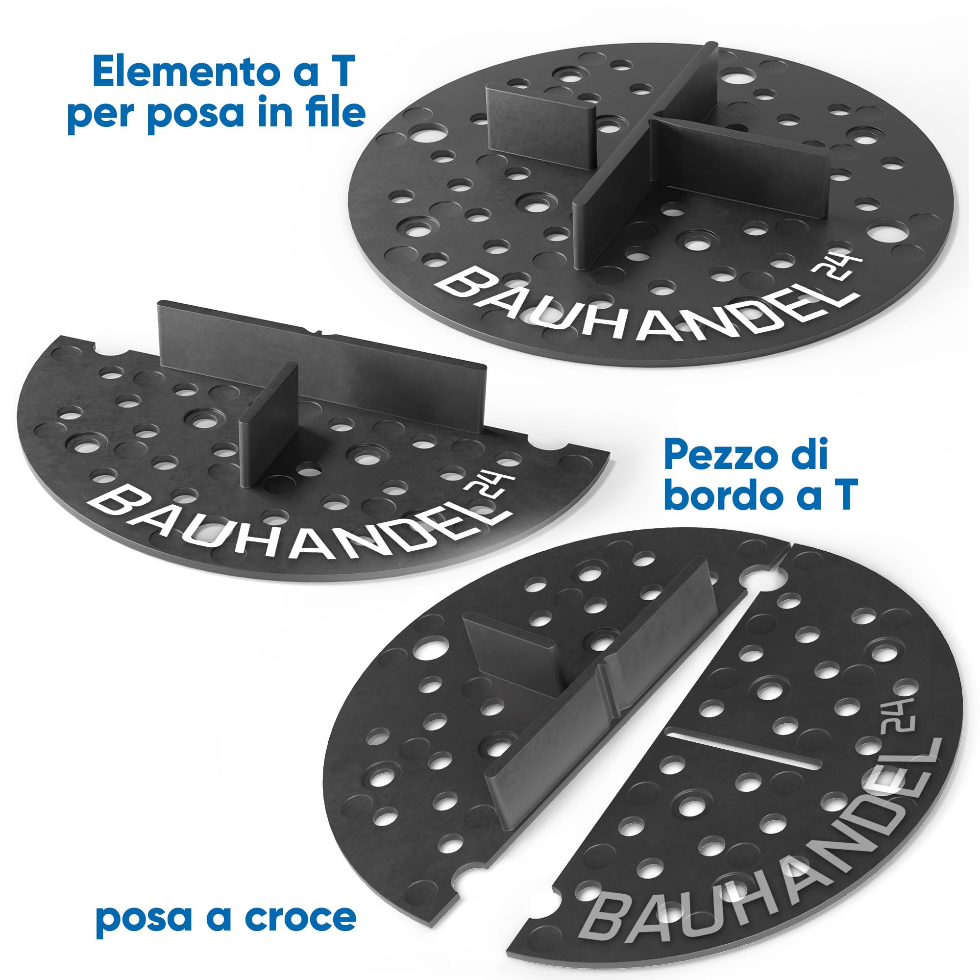 Bauhandel24 supporti regolabili pavimento croce per fughe 3 mm nero per pannelli da terrazzo cuscinetti in ghiaia con piatti per esterni posa semplice lastre cemento pietra naturale 50 pezzi balcone