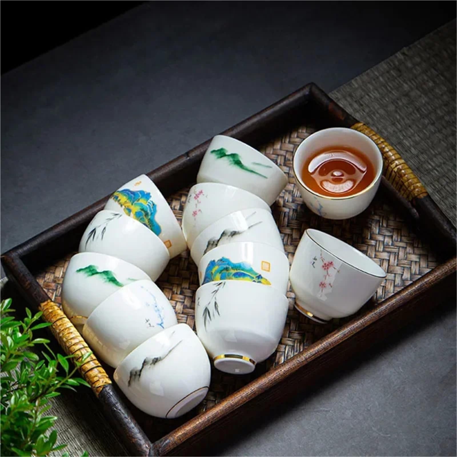 Taza infusora de té china hecha a mano de porcelana blanca, taza de té portátil para viaje, juego de té para casa boutique, accesorios de taza principal, taza personal (A5-6,5 x 5 cm, 75 ml)