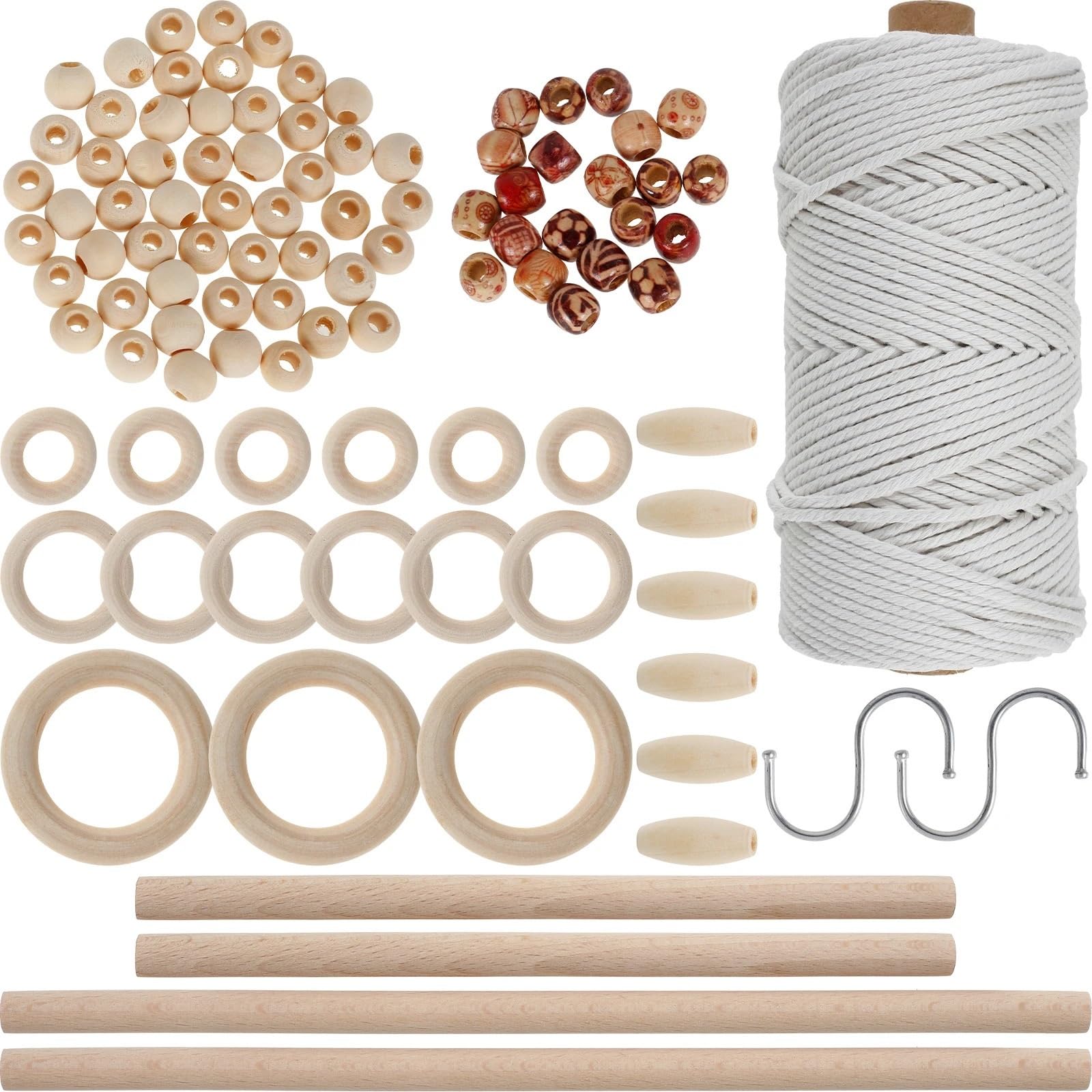 Kit De Macramé Con Borlas De Bricolaje Kit de macramé for principiantes, cuerda de algodón Natural, Kit colgante de pared de macramé, Kit completo de fabricación de macramé, suministros de macramé DIY