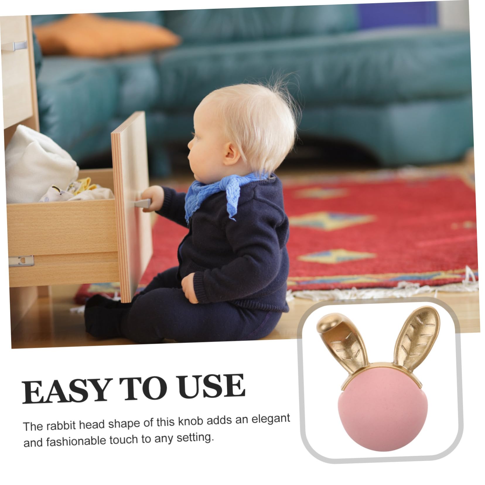 NULYLU Adorable Little Rabbit Head Shape Drawer Knobs 2pcs Decorative Cabinet Handles for Wardrobe