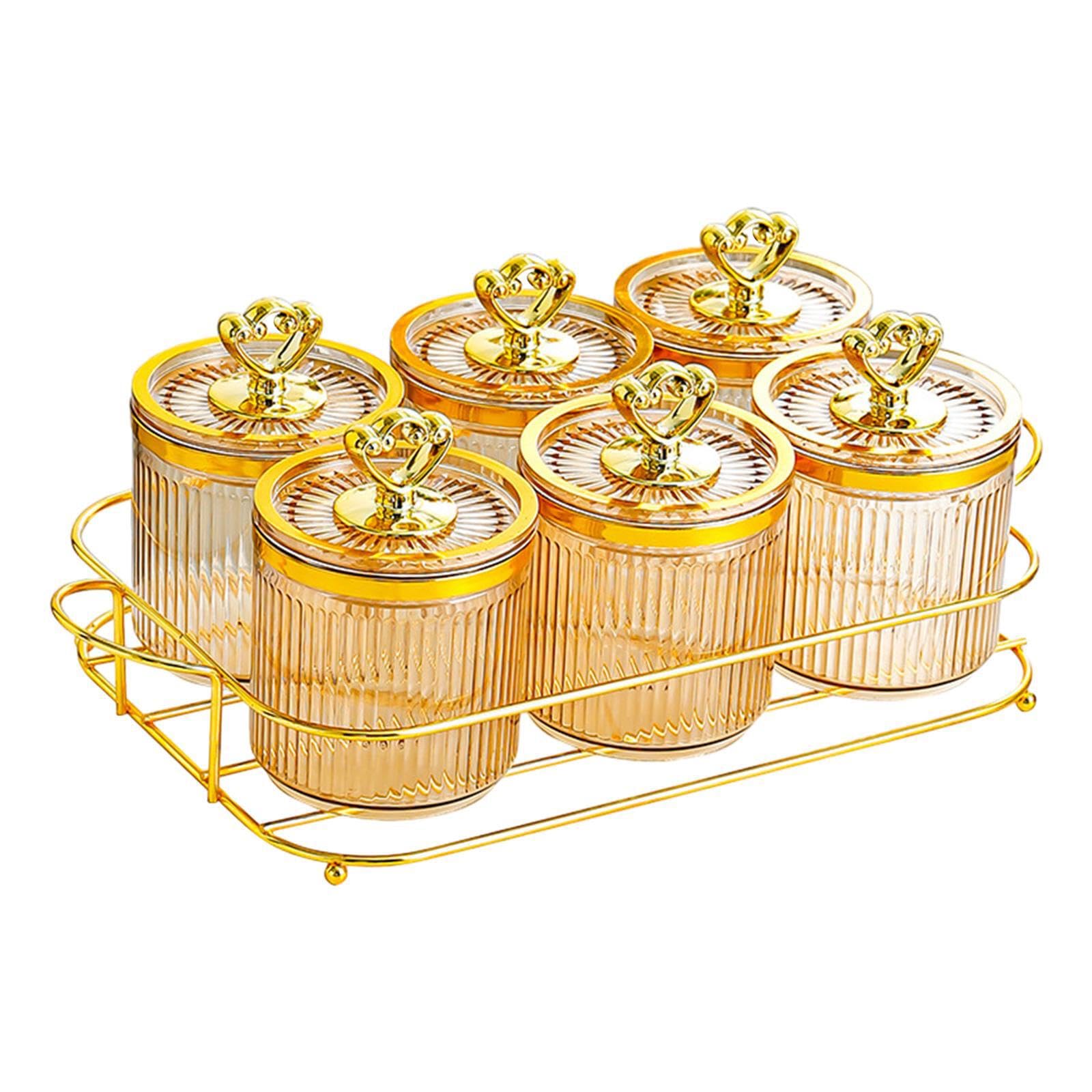 Plateau de service compartimenté avec 6 bols ambre pour dessert et fruits