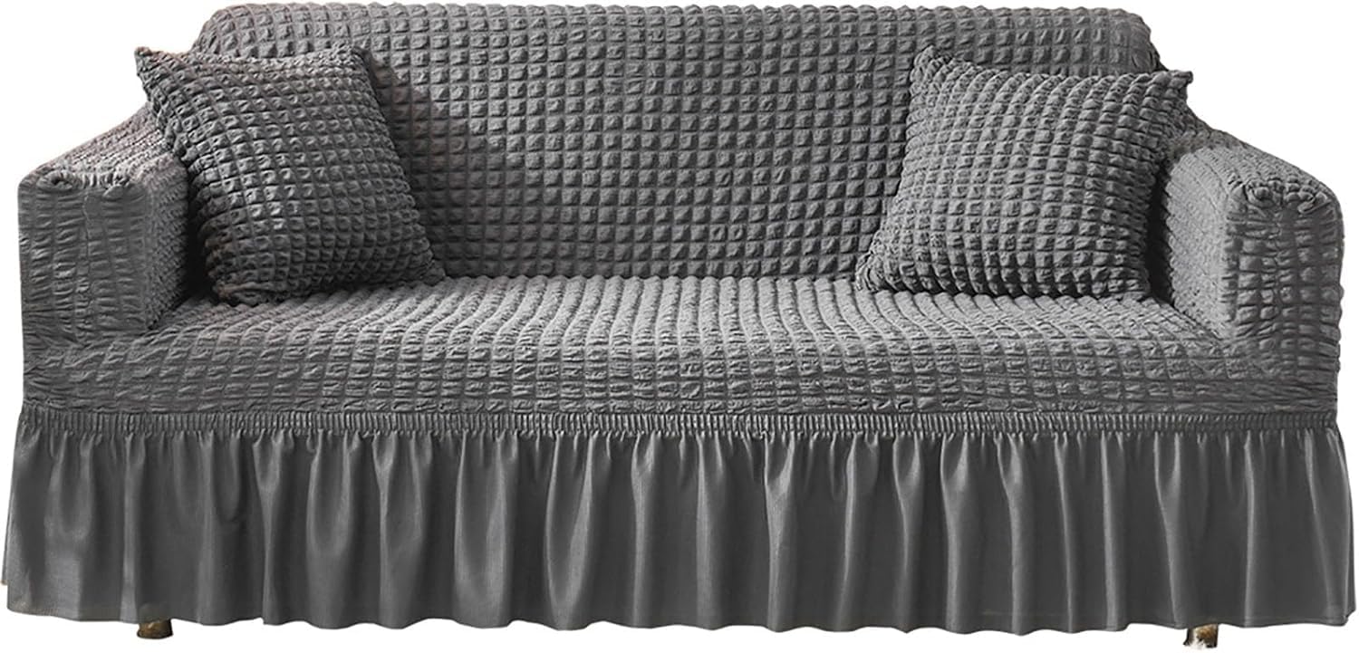 ZJGFCB Stylish Durable Fabric Couch Covers,Super Stretch Sofa Cover For Sectional Sofa,Stylish Non-Slip Sofa Slipcover With Skirt Furniture Protector(Size:3 Seater/190-230cm,Color:A)