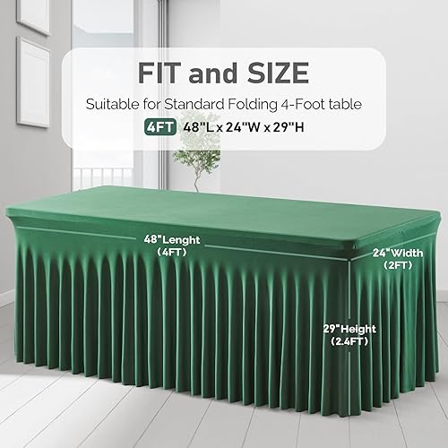 Vista 193 de Paquete de 6 manteles negros para mesas rectangulares de 6 pies, fundas de mesa de elastano elásticas resistentes a las arrugas con falda