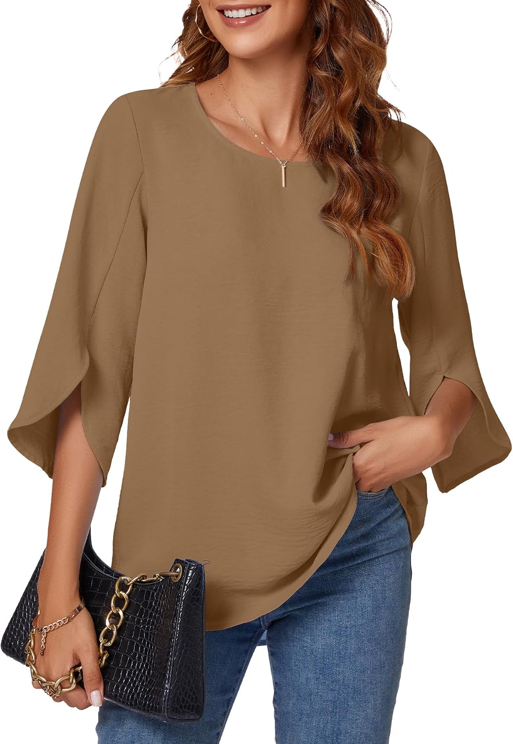 KUOTAI Womens Blouses Dressy Casual 3/4 Sleeve Tops Business Work Shirts image 5