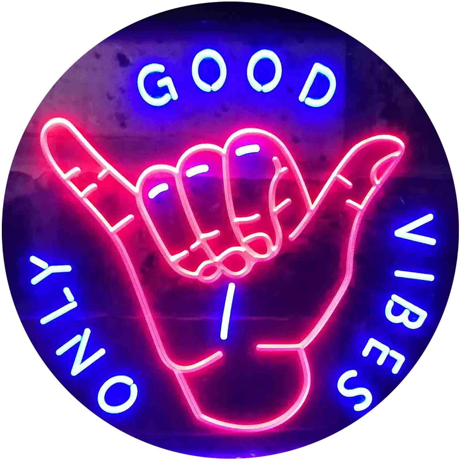 ADVPRO Good Vibes Only Hand Room Dual Color LED Neon Sign Blue & Red 12" x 8.5" st6s32-i3475-br