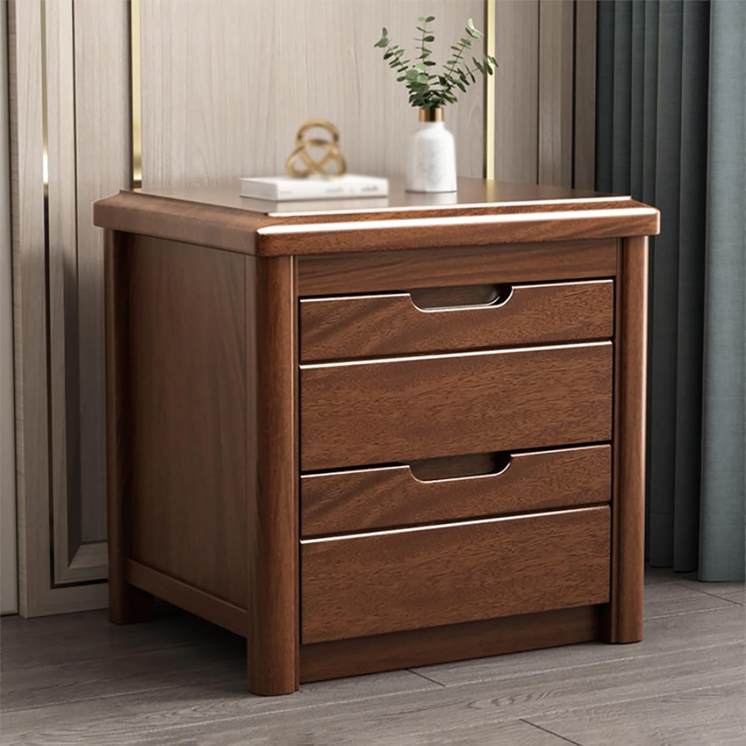 Table de Chevet en Bois Étagère Rangement Compacte Design Meuble Appoint