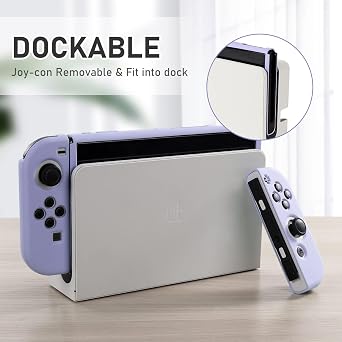 Nintendo Switch OLED Konsol Güncellenmiş Sürüm için Yerleştirilebilir Kılıf, 2 Parmak Kavrama Kapaklı Yumuşak TPU Koruyucu Kapak