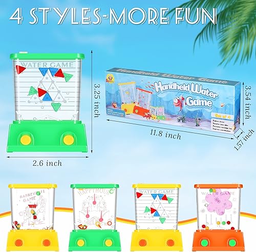 Miniatura 2 de Juego de agua de mano, 4 piezas, mesas de agua de arcada para juguetes de playa, anillos de pescado, recuerdos de fiesta, juego divertido,