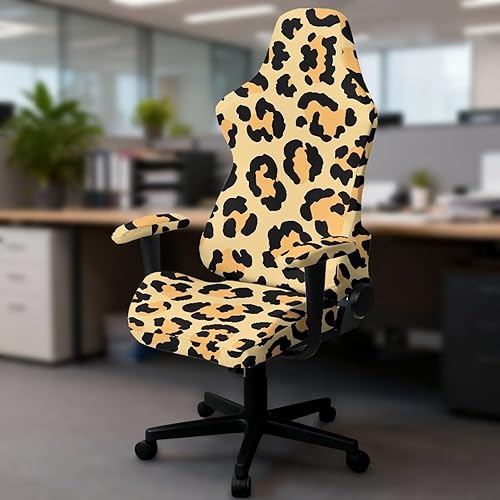 Miniatura 4 de Leopard Print Gaming Chair Covers Slipcovers Attached Arms Classic Ergonomic Office Chair Slip Cover Non-Slip Video Game Chairs Cover for Lover