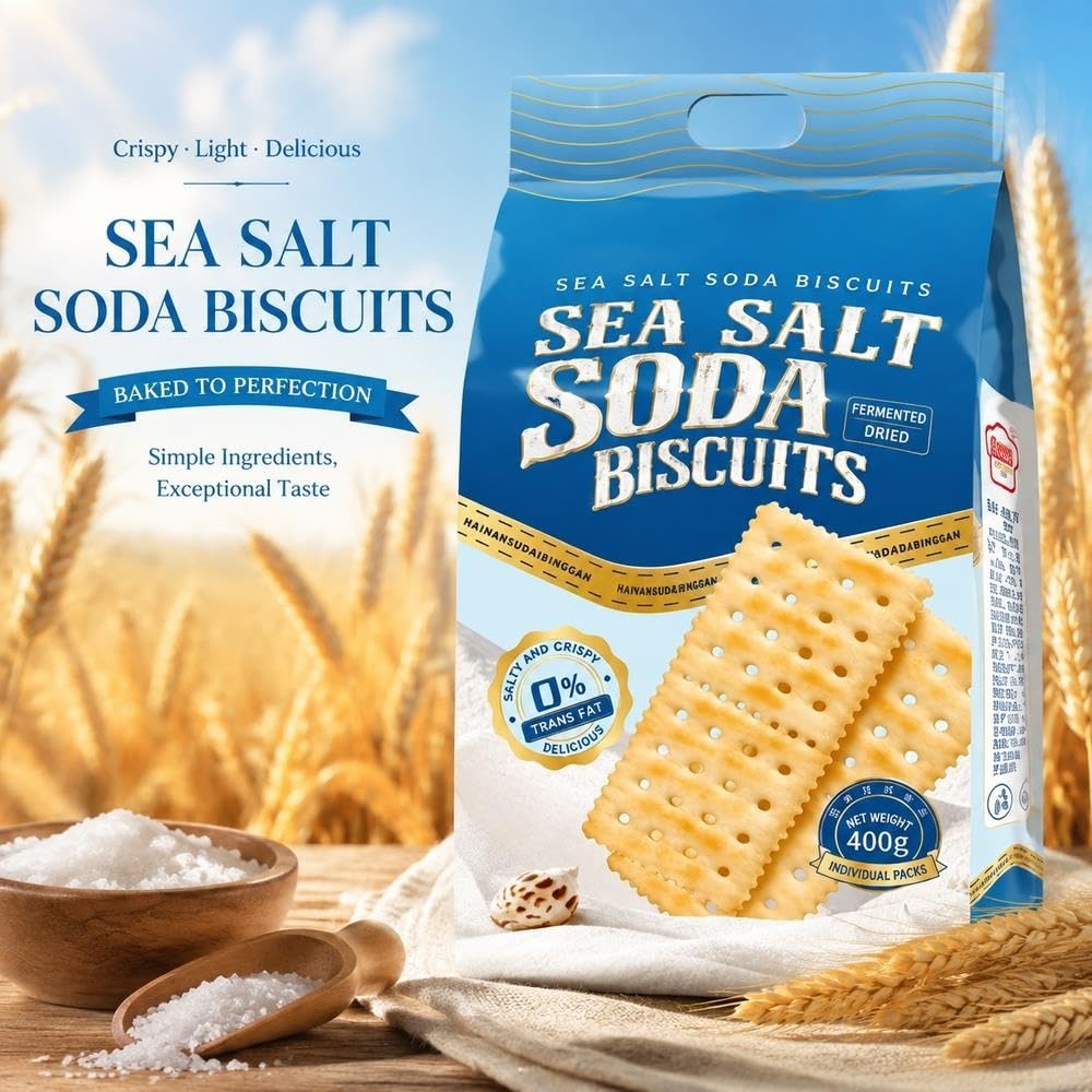 Meersalz-Soda-Cracker, fermentierter knuspriger Keks-Snack