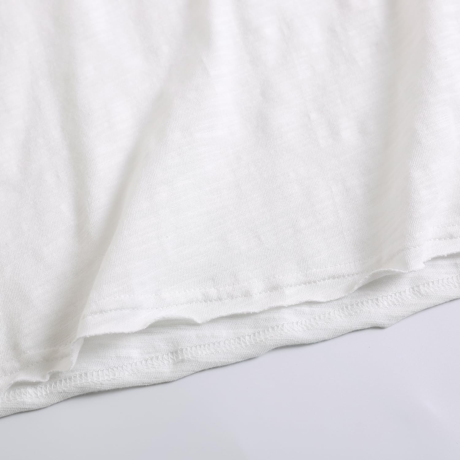 Inadays Womens Slub Cotton T Shirts Short Sleeve V-Neck Raw Hem Summer Tops Loose Fit Tee Basic Clothes Fashion Outfits - Image 8