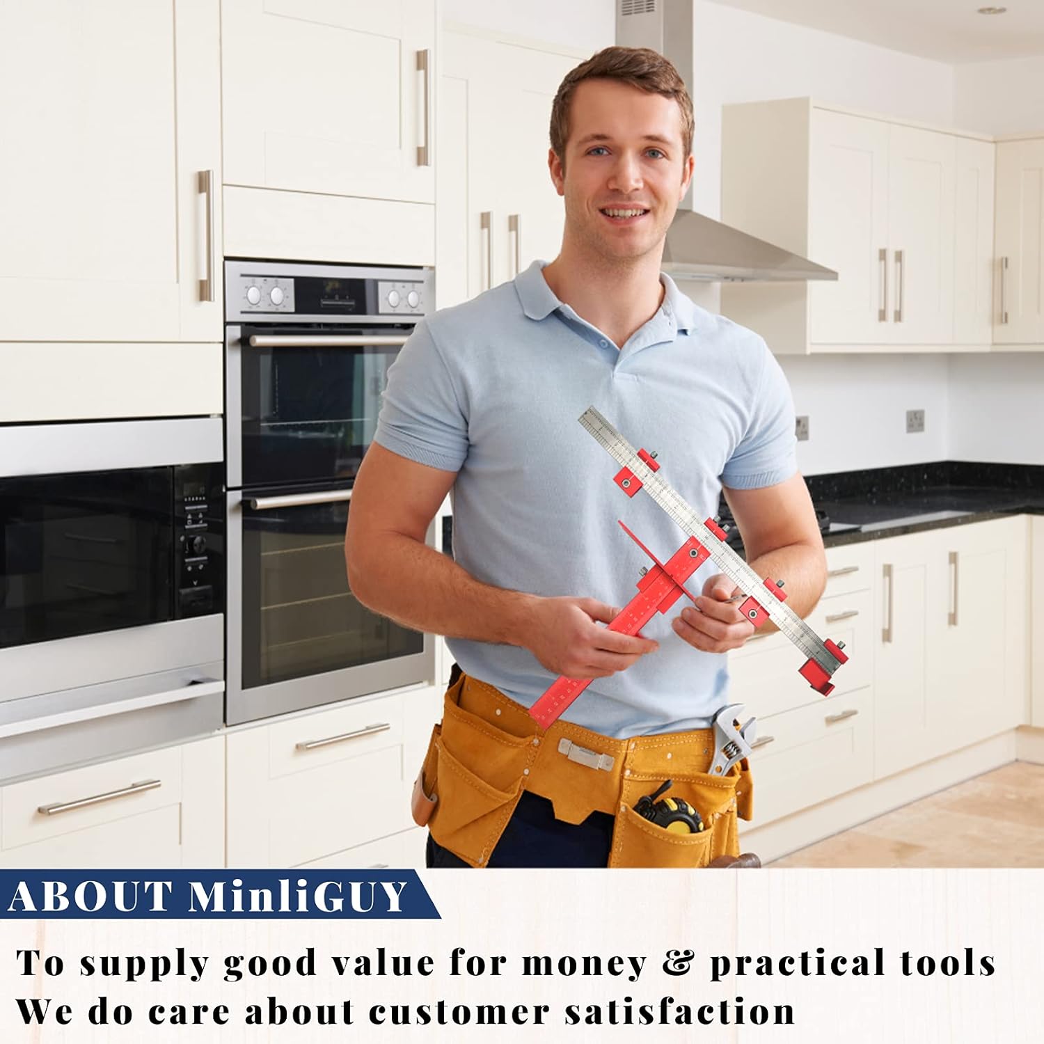 Cabinet Handle Jig, Hole Drilling Template for Pulls/Knobs/Handles Installation on Cabinet Door & Drawer, All Metal Tool for Drawers Front Hardware Mounting, with Φ5mm& Φ4mm Drill Guide