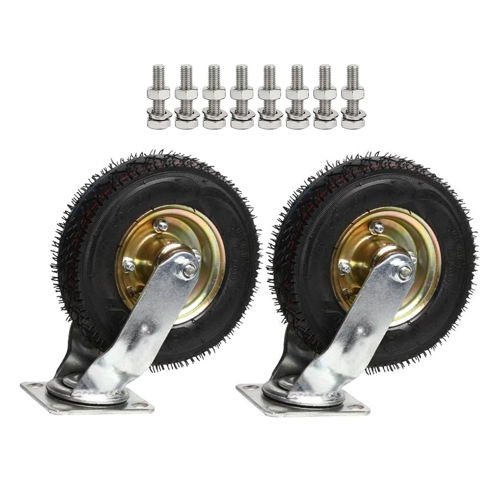 Ruedas giratorias, Paquete de 2, Ruedas Resistentes de 6", 8" y 10", Ruedas giratorias, Ruedas neumáticas con Tornillos, Ruedas silenciosas, Ruedas fijas, Ruedas de Transporte, par