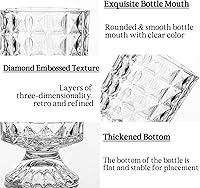 Vista 5 de BLOFLO - Jarrón de vidrio en relieve, jarrones de cristal de 7 pulgadas para flores, jarrón de ramo de cristal con base grande de pedestal, jarrón