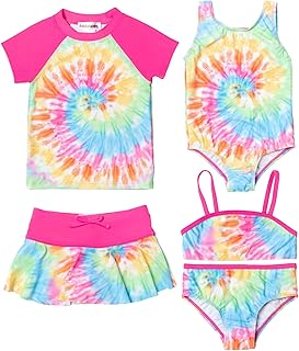 Dreamwave Toddler and Big Girl 5 Piece Swimsuit Set: Rash Guard Tankini Skort One-Piece Bottom Price In India