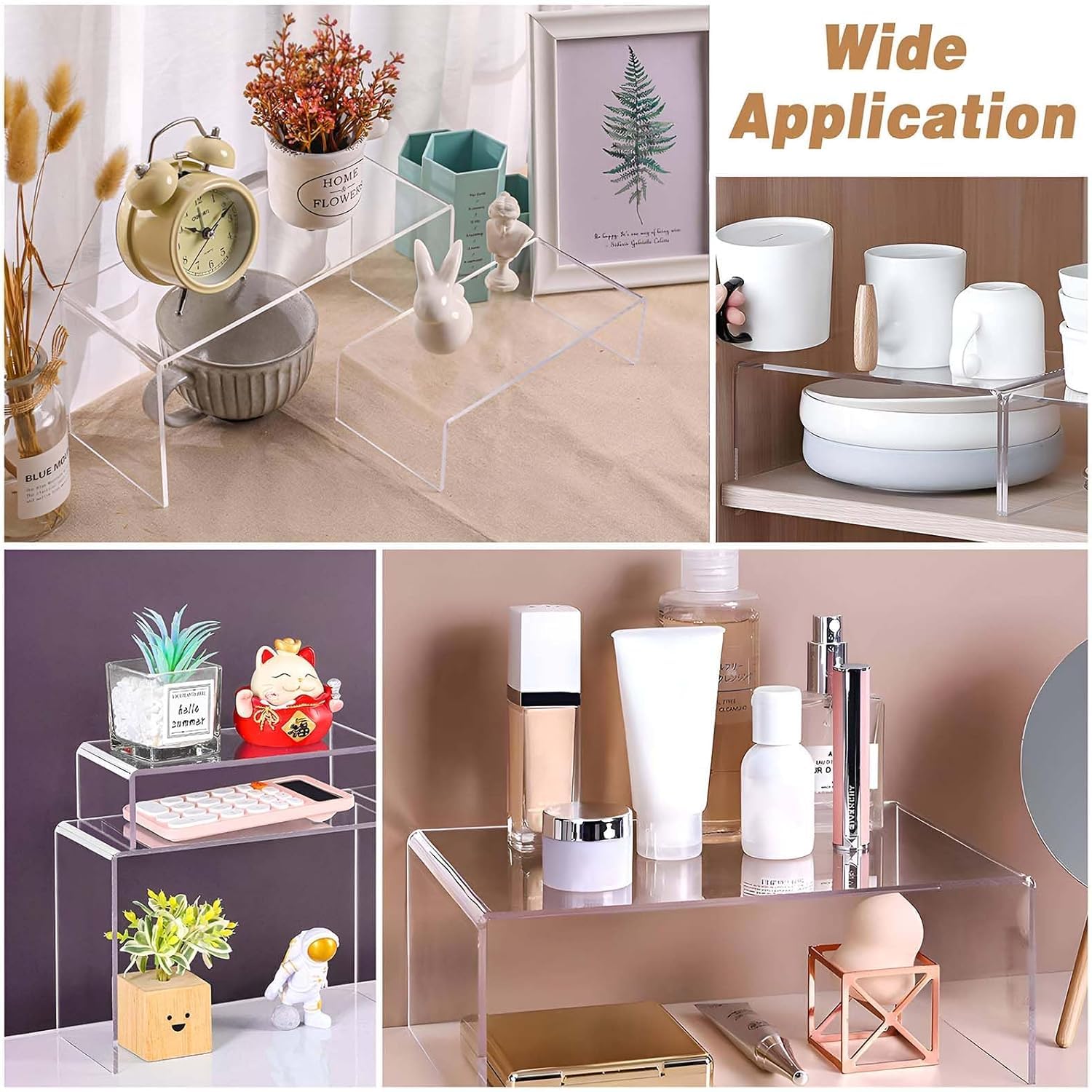 4Pezzi Espositore in Acrilico Trasparente Espositore in Acrilico a Forma di U, Supporto per Espositore Trasparente in 4 Misure Espositore per Gioielli Cupcakes, Cosmetici e Esposizione Artigianale
